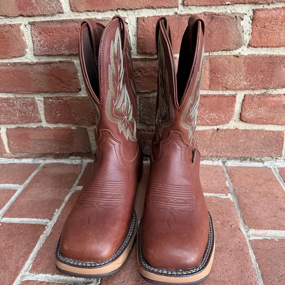 Tony Lama Men’s Leather Cowboy Western waterproof Work Boots brown 12 D NEW